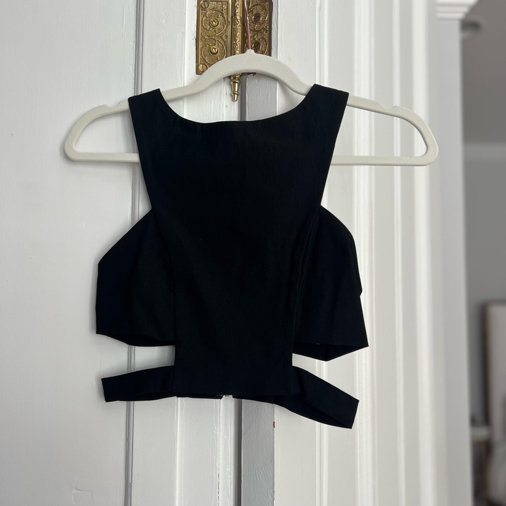 Black Sleeveless Cut Out Crop Top